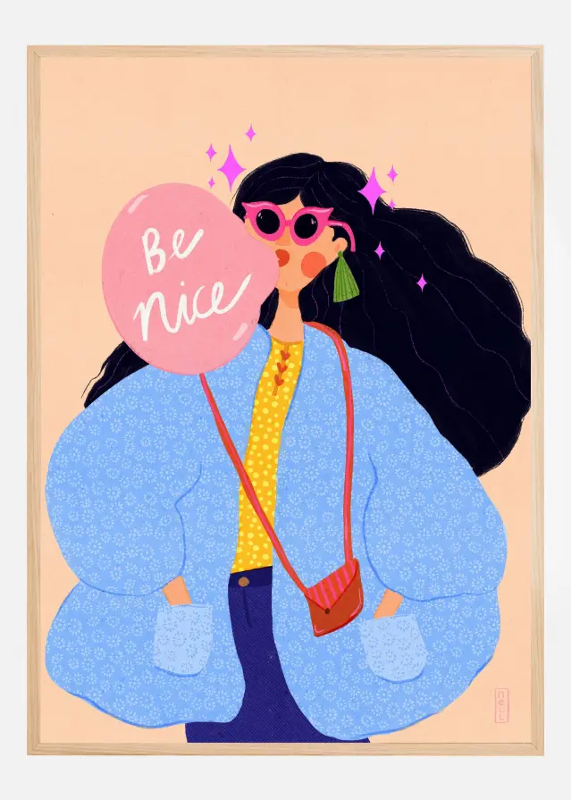 Be Nice Quirky Woman Plakat