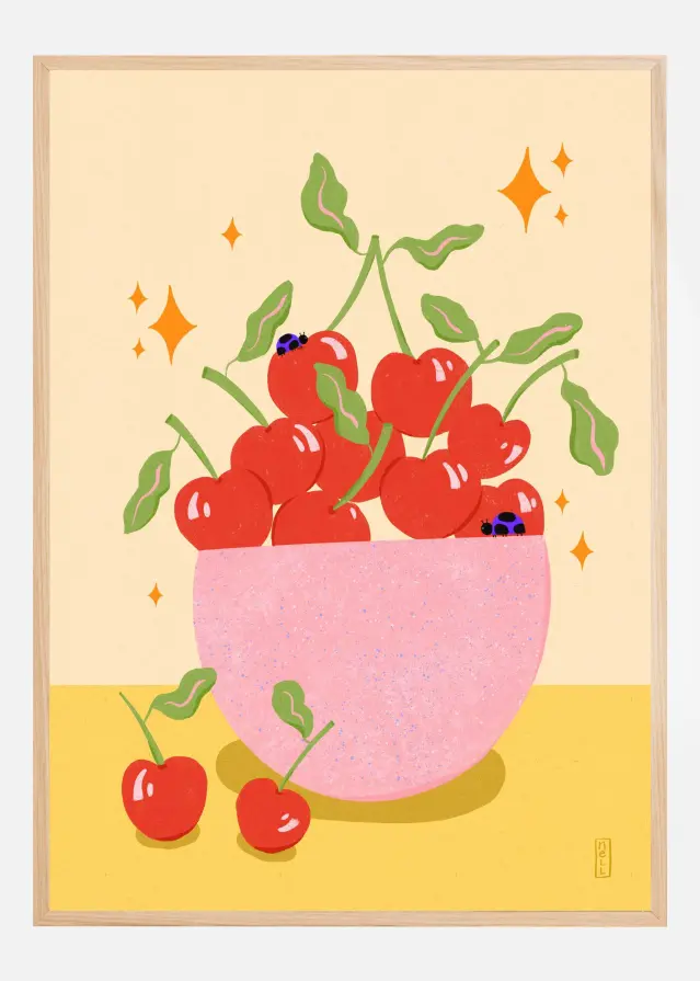 Cherry Bowl Retro Kitchen Plakat