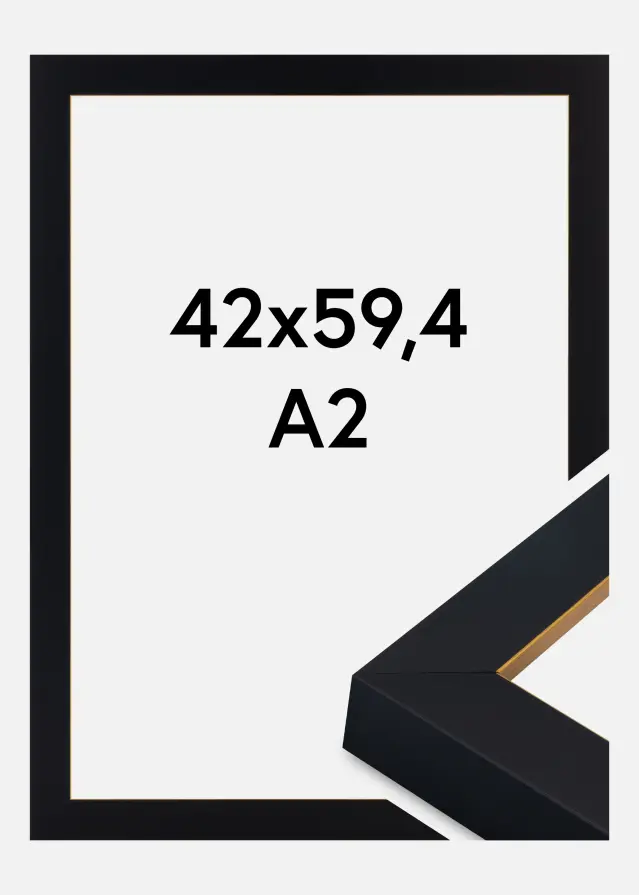 Ramme Sussex Akrylglas Sort/Guld 42x59,4 cm (A2)