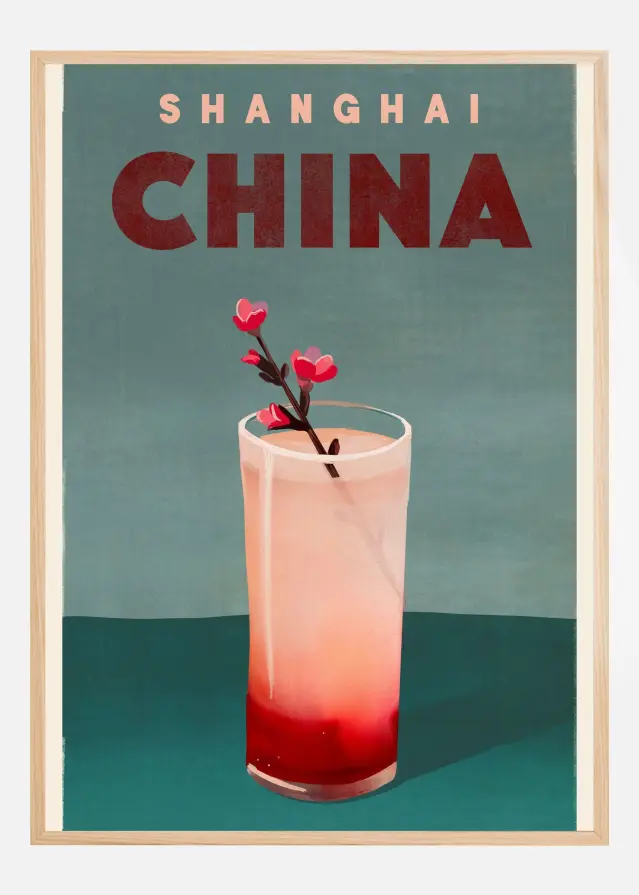 Travel Poster Cocktail Shanghai China Plakat