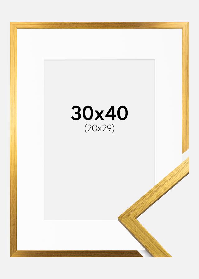 Ramme Edsbyn Guld 30x40 cm - Passepartout Hvid 21x30 cm