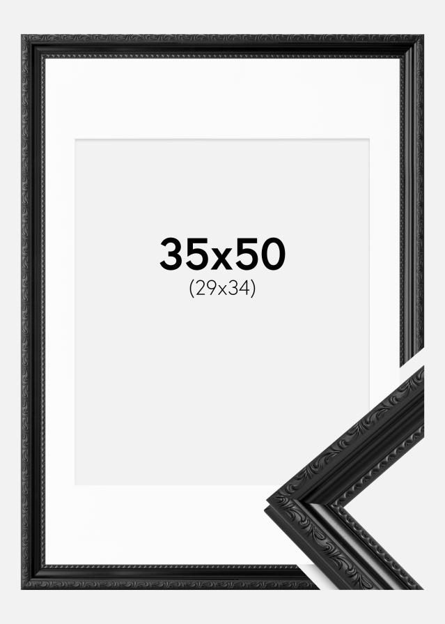 Ramme Abisko Sort 35x50 cm - Passepartout Hvid 30x35 cm