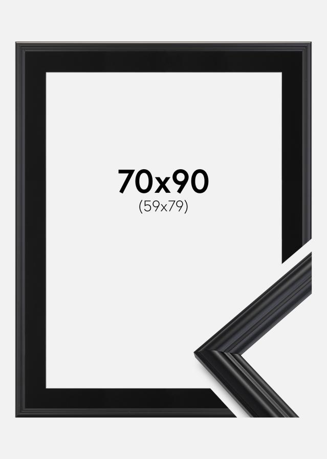Ramme Siljan Sort 70x90 cm - Passepartout Sort 60x80 cm