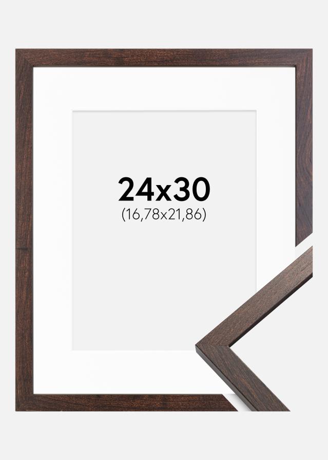 Ramme Trendy Valnød 24x30 cm - Passepartout Hvid 7x9 inches