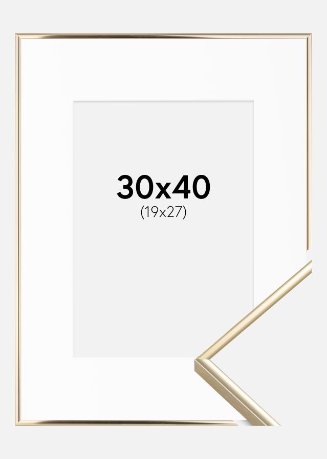 Ramme Visby Blank Guld 30x40 cm - Passepartout Hvid 20x28 cm