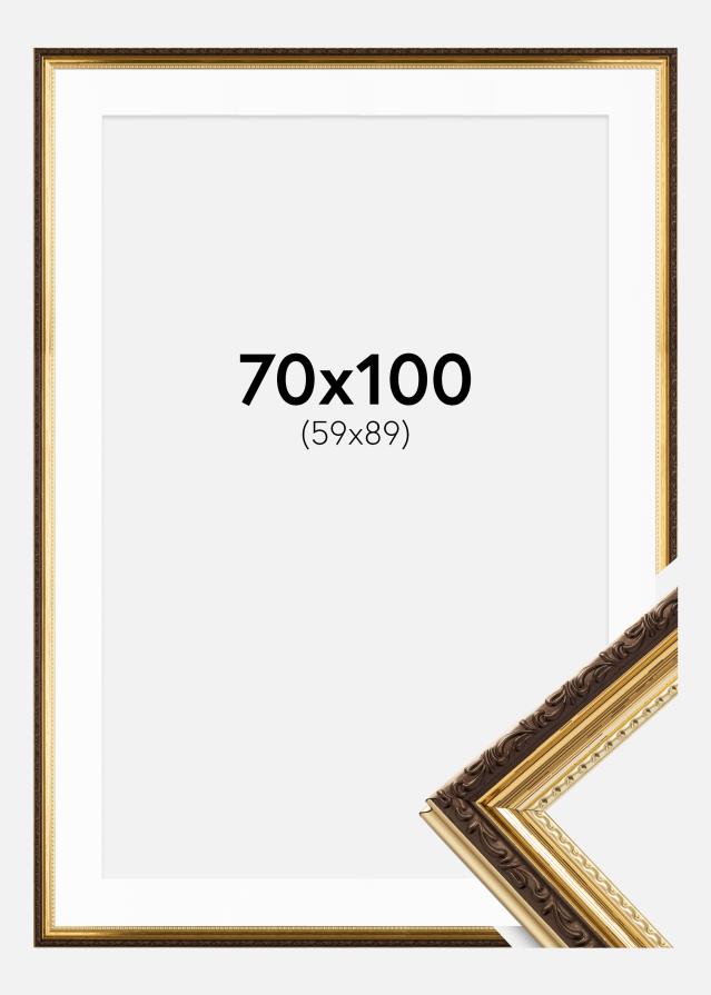 Ramme Abisko Guld 70x100 cm - Passepartout Hvid 60x90 cm