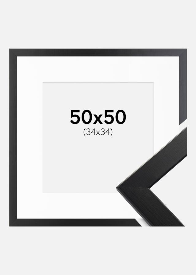 Ramme Trendline Sort 50x50 cm - Passepartout Hvid 35x35 cm