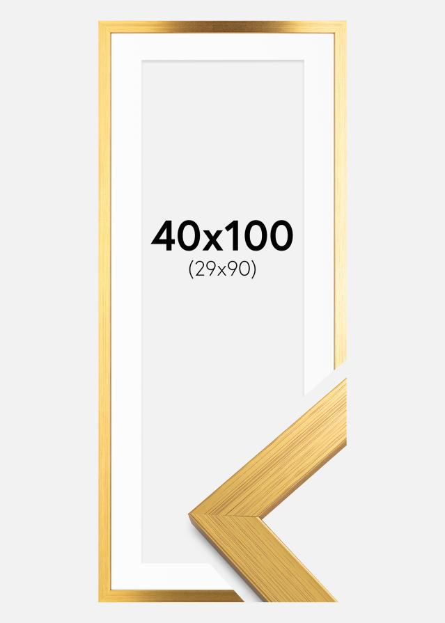Ramme Gold Wood 40x100 cm - Passepartout Hvid 30x91 cm
