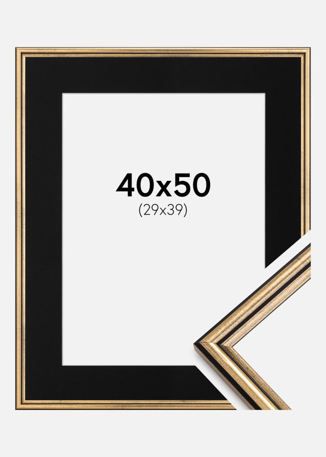 Ramme Horndal Guld 40x50 cm - Passepartout Sort 30x40 cm