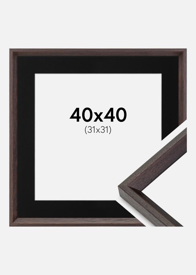 Ramme Globe Espresso 40x40 cm - Passepartout Sort 32x32 cm