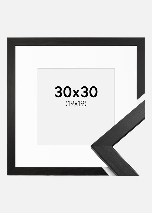 Ramme Stilren Sort 30x30 cm - Passepartout Hvid 20x20 cm
