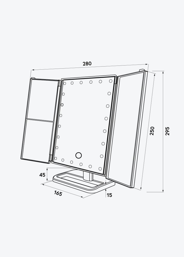 KAILA Makeupspejl Tri-Fold Magnifying Hvid 20x30 cm