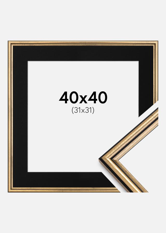 Ramme Horndal Guld 40x40 cm - Passepartout Sort 32x32 cm