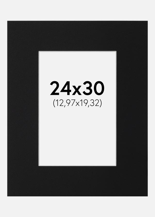 Passepartout Sort Standard (Hvid kerne) 24x30 cm (12,97x19,32)