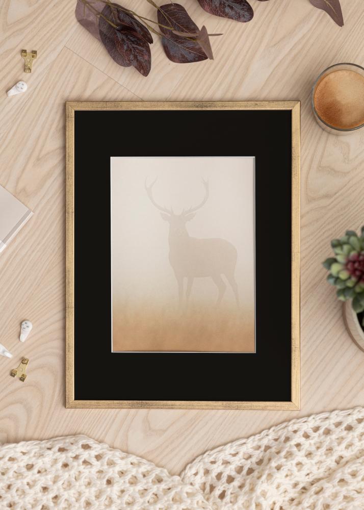 Ramme Galant Guld 30x40 cm - Passepartout Sort 21x29,7 cm (A4)