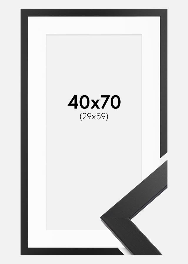 Ramme Black Wood 40x70 cm - Passepartout Hvid 30x60 cm