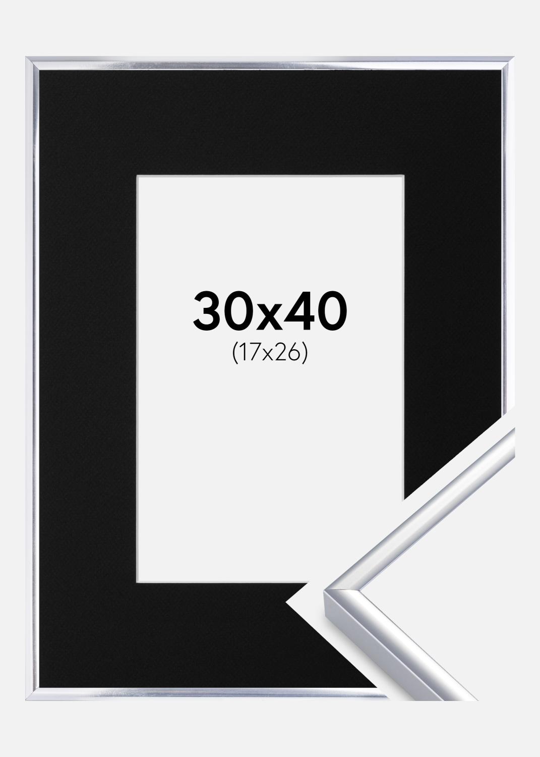 Product Image for Ramme Aluminium Blank Sølv 30x40 cm - Passepartout Sort 18x27 cm