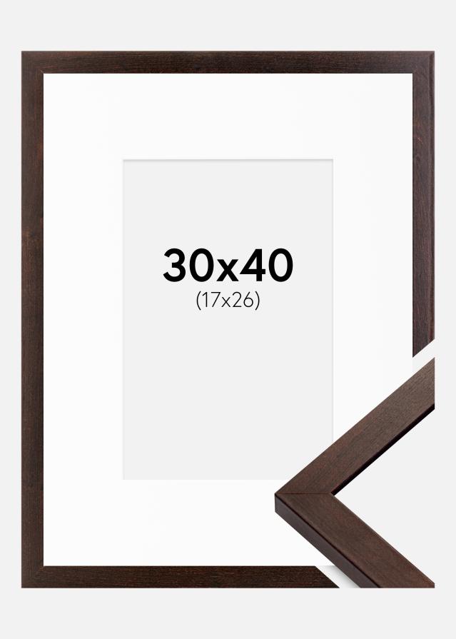 Ramme Selection Valnød 30x40 cm - Passepartout Hvid 18x27 cm