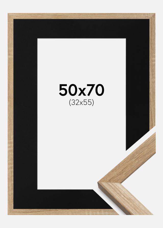 Ramme Fiorito Lys Eg 50x70 cm - Passepartout Sort 33x56 cm