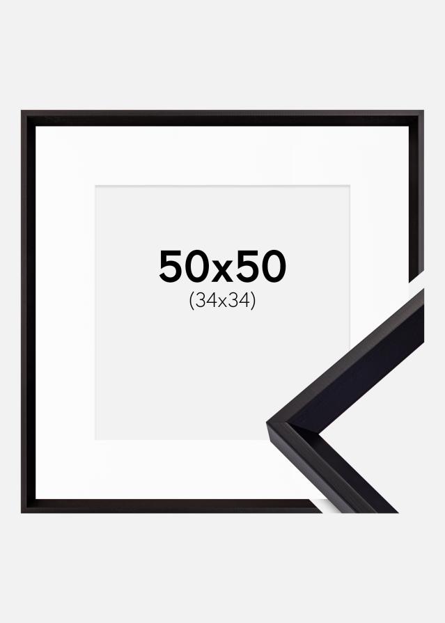 Ramme Globe Sort 50x50 cm - Passepartout Hvid 35x35 cm