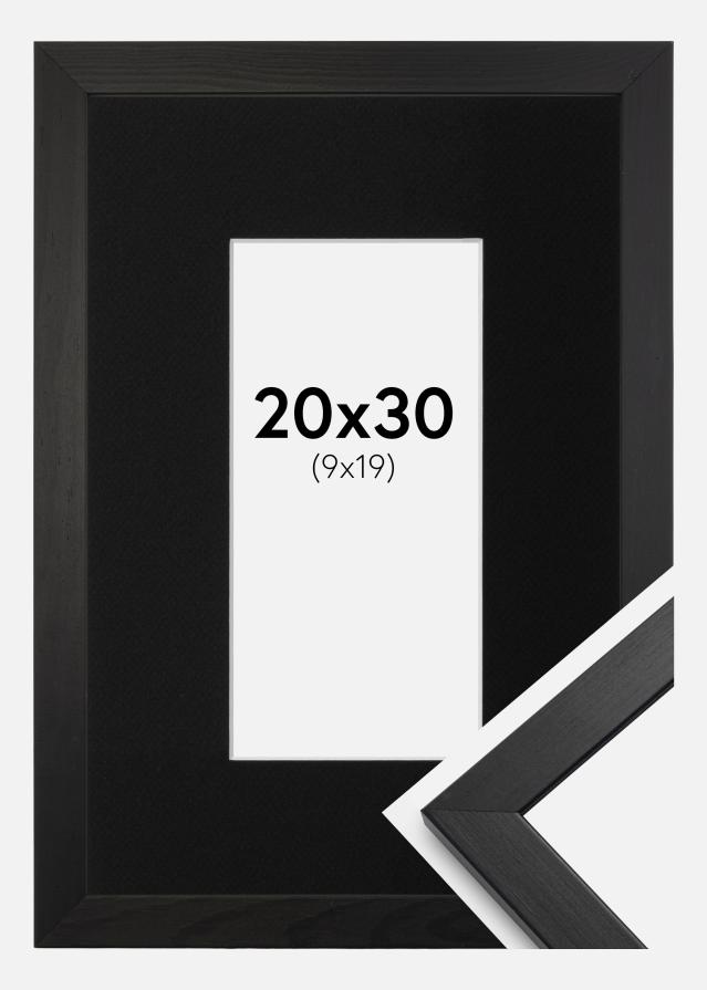Ramme Stilren Sort 20x30 cm - Passepartout Sort 10x20 cm