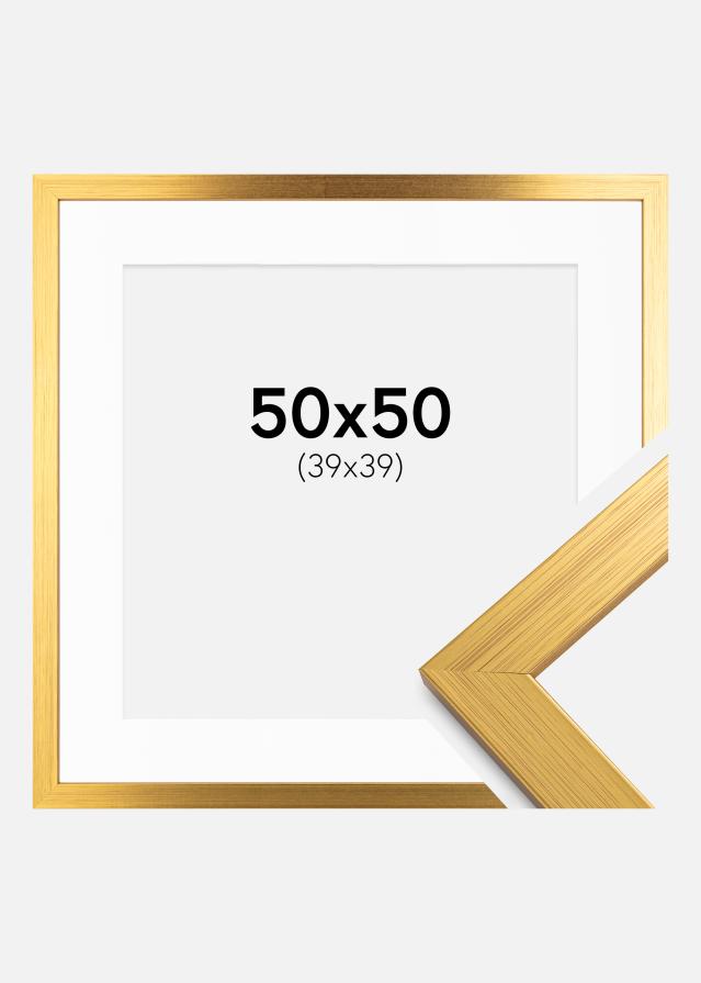 Ramme Gold Wood 50x50 cm - Passepartout Hvid 40x40 cm