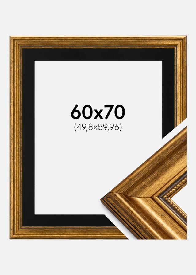 Ramme Rokoko Guld 60x70 cm - Passepartout Sort 20x24 inches