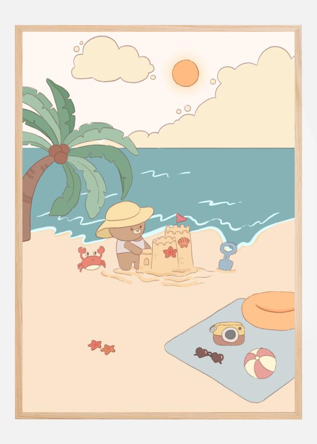 Bear on summer beach Plakat