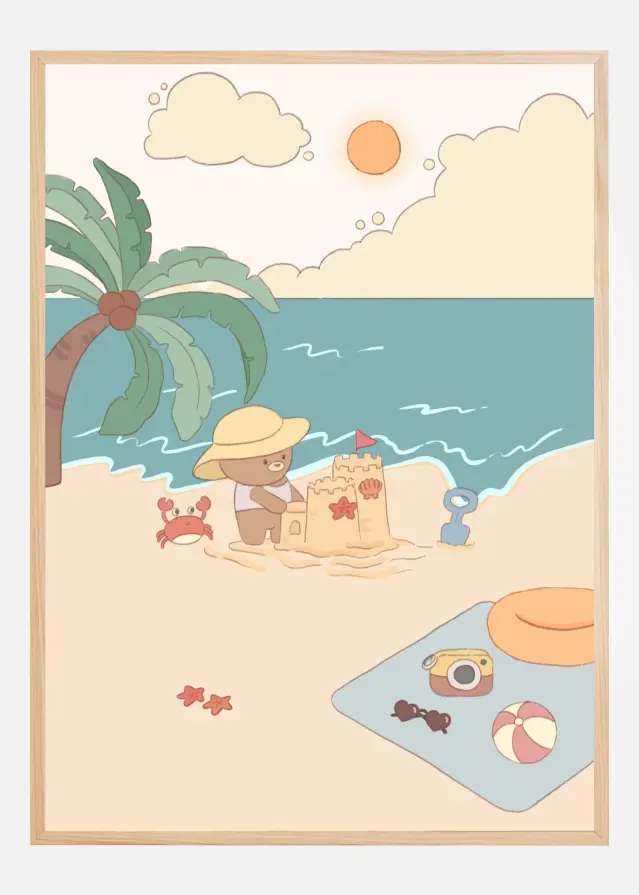 Bear on summer beach Plakat