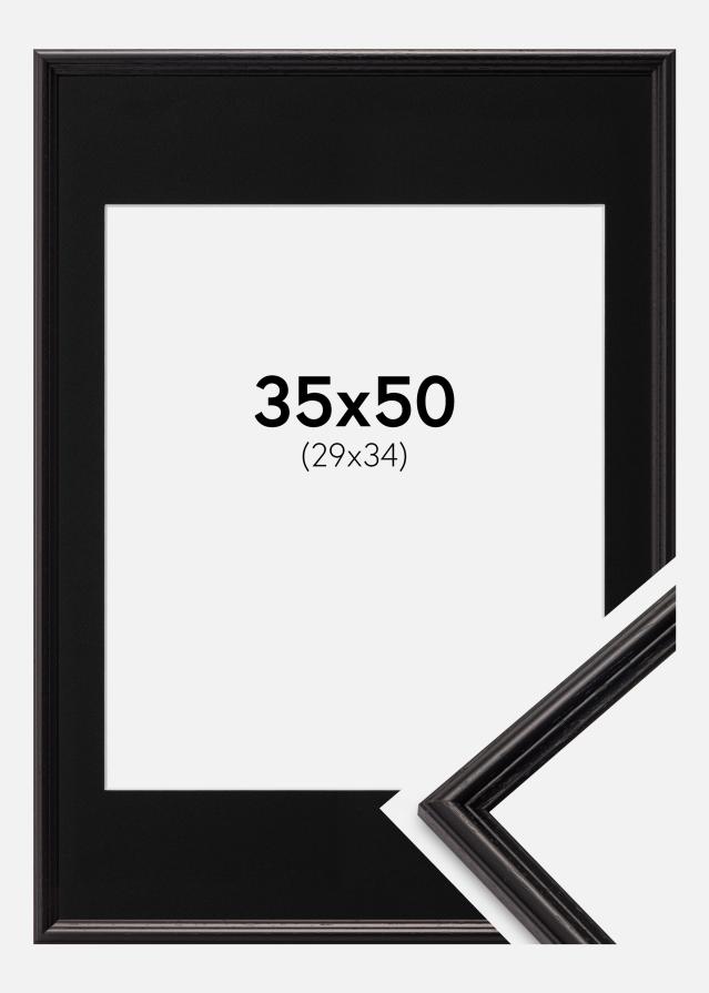 Ramme Horndal Sort 35x50 cm - Passepartout Sort 30x35 cm