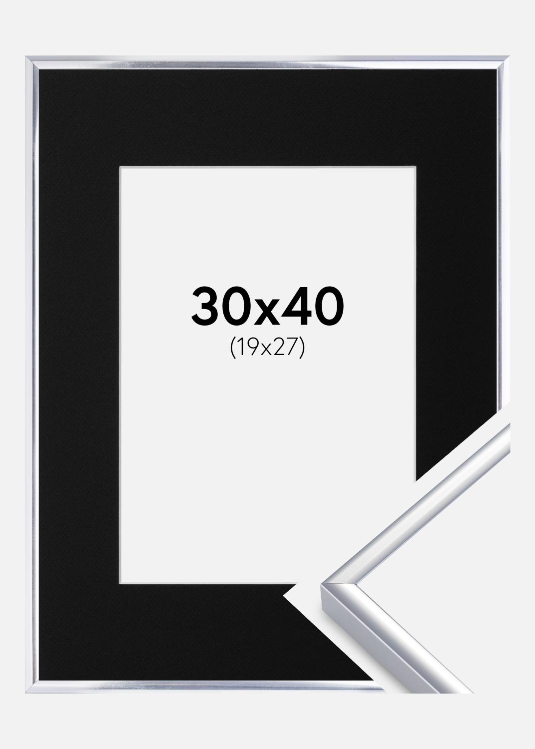 Product Image for Ramme Aluminium Blank Sølv 30x40 cm - Passepartout Sort 20x28 cm