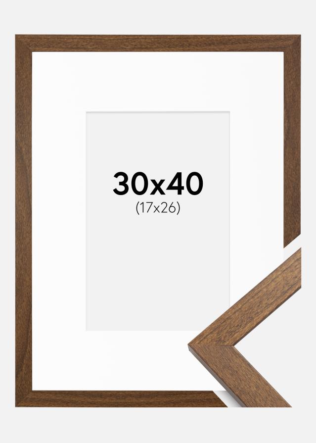 Ramme Stilren Warm Brown 30x40 cm - Passepartout Hvid 18x27 cm