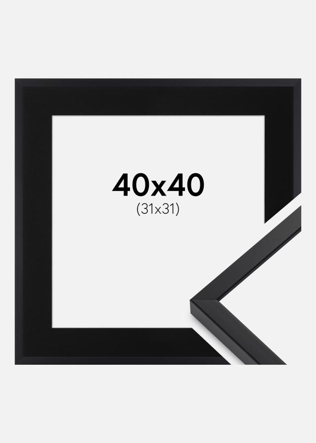Ramme E-Line Sort 40x40 cm - Passepartout Sort 32x32 cm