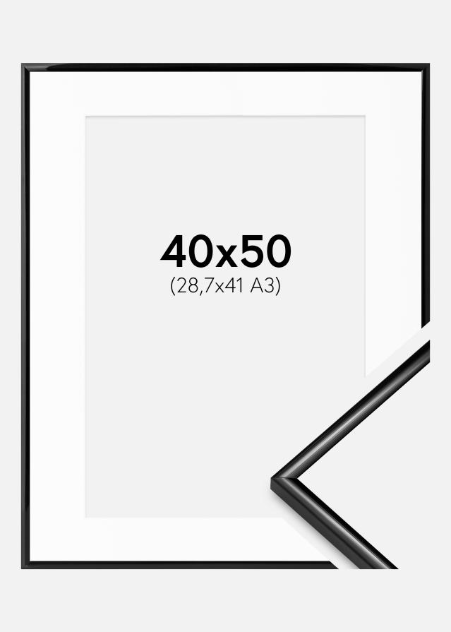 Ramme Scandi Sort 40x50 cm - Passepartout Hvid 29,7x42 cm (A3)