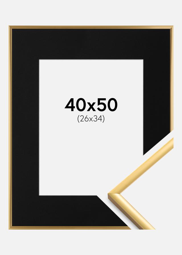 Ramme New Lifestyle Shiny Gold 40x50 cm - Passepartout Sort 27x35 cm