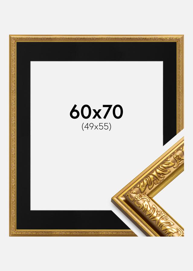 Ramme Nostalgia Guld 60x70 cm - Passepartout Sort 50x56 cm