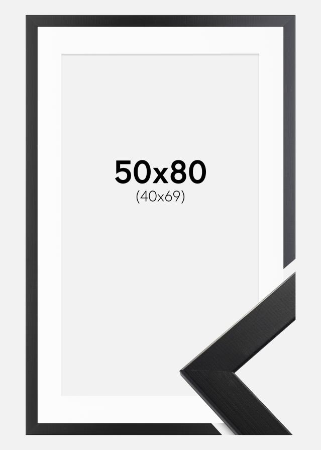 Ramme Trendline Sort 50x80 cm - Passepartout Hvid 41x70 cm