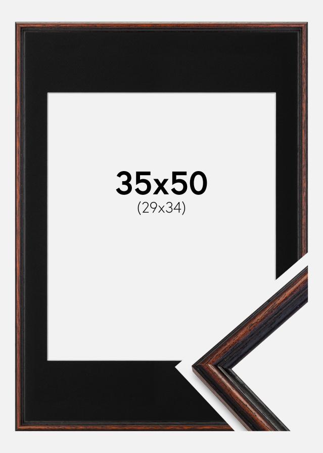 Ramme Horndal Valnød 35x50 cm - Passepartout Sort 30x35 cm