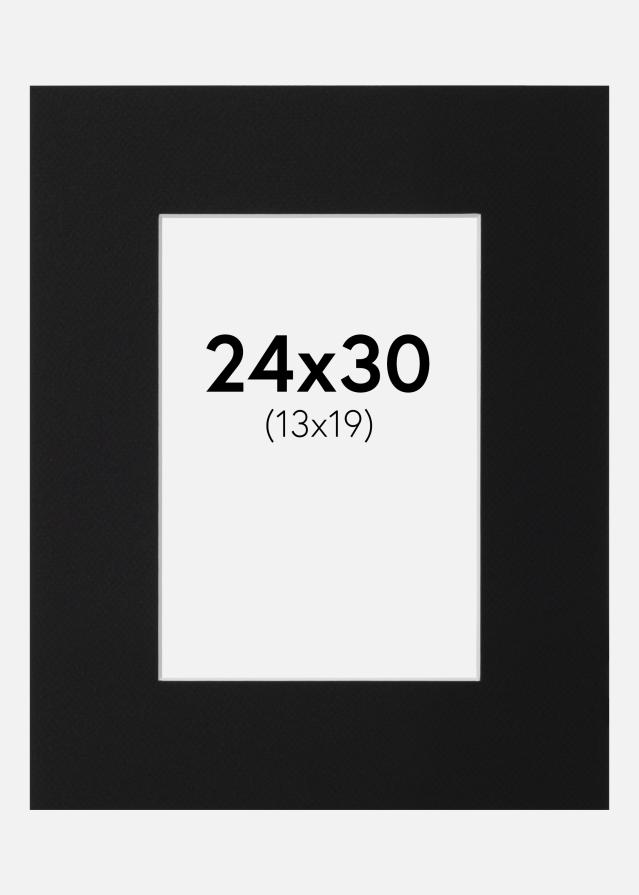 Passepartout Sort Standard (Hvid kerne) 24x30 cm (13x19)