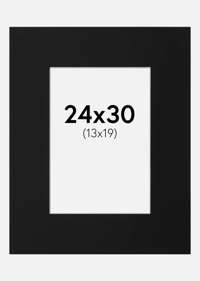 Passepartout Sort Standard (Hvid kerne) 24x30 cm (13x19)