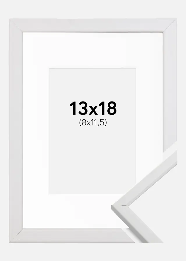 Ramme Galant Hvid 13x18 cm - Passepartout Hvid 9x12 cm