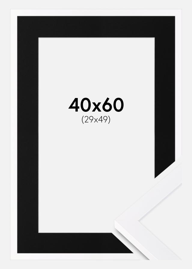 Ramme Selection Hvid 40x60 cm - Passepartout Sort 30x50 cm