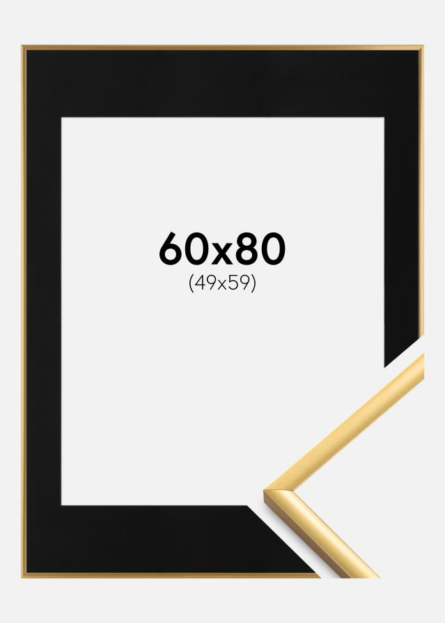 Ramme New Lifestyle Shiny Gold 60x80 cm - Passepartout Sort 50x60 cm