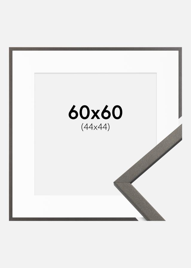 Ramme Edsbyn Grafit 60x60 cm - Passepartout Hvid 45x45 cm
