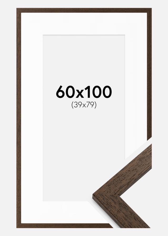 Ramme Brown Wood 60x100 cm - Passepartout Hvid 40x80 cm