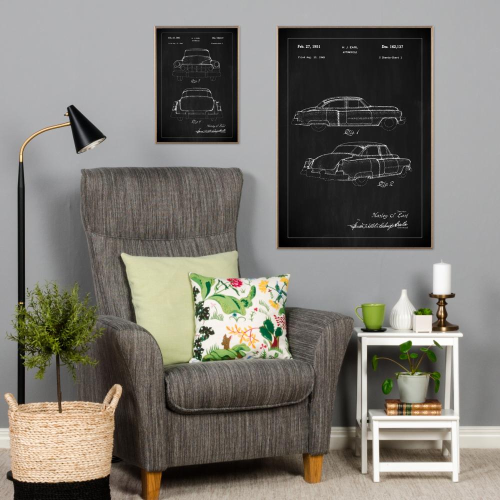 Patenttegning - Cadillac I - Sort Plakat