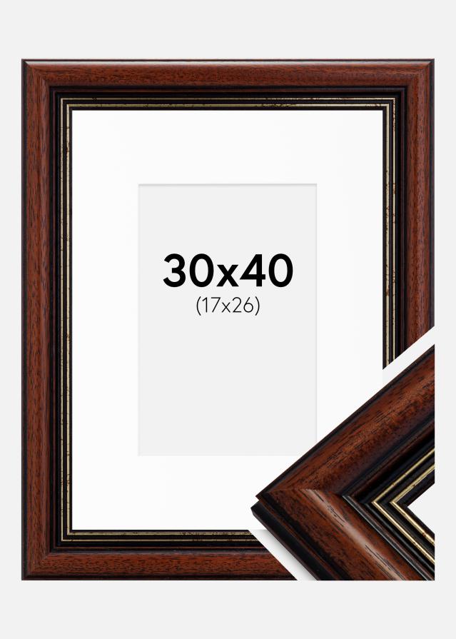 Ramme Old Retro 30x40 cm - Passepartout Hvid 18x27 cm