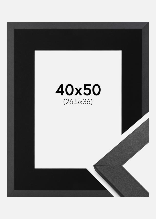 Ramme Graphite Wood 40x50 cm - Passepartout Sort 27,5x37 cm
