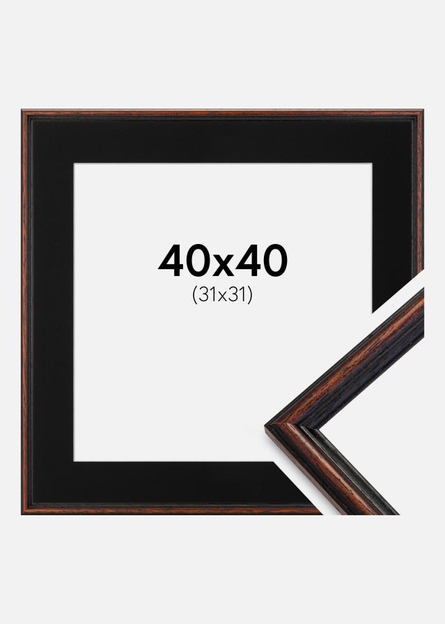 Ramme Horndal Valnød 40x40 cm - Passepartout Sort 32x32 cm
