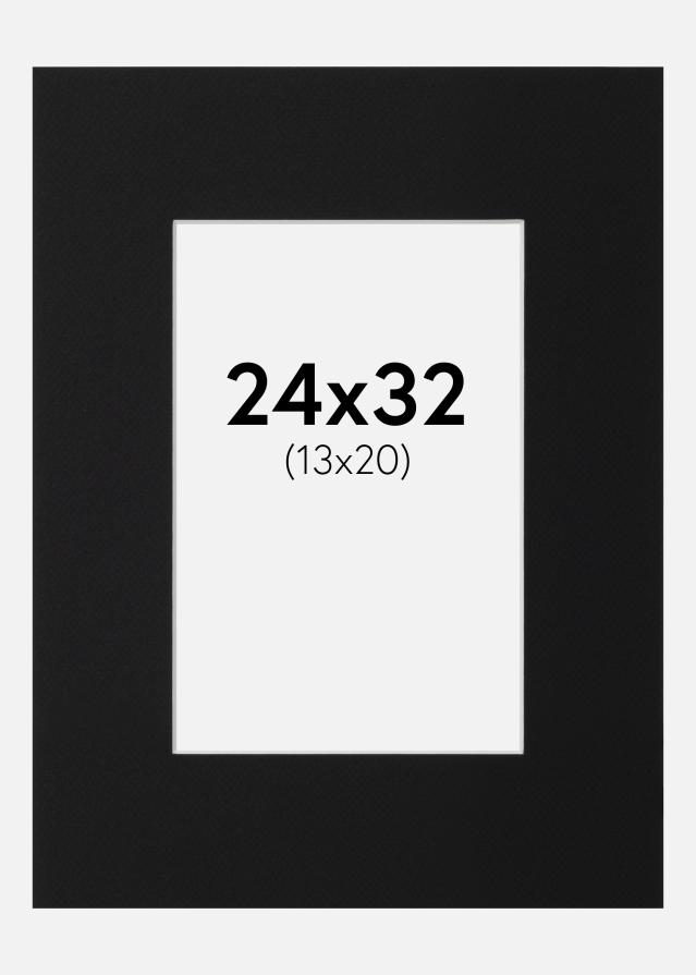 Passepartout Sort Standard (Hvid kerne) 24x32 cm (13x20)